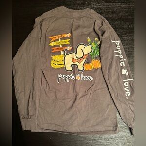 Puppie Love Brown Long Sleeve Women’s Shirt